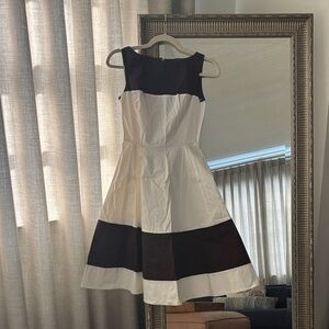 Elegant Brown and White Colorblock Dress